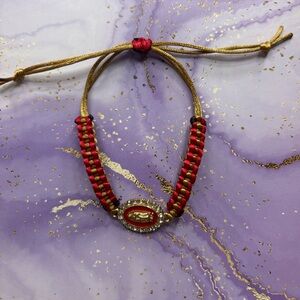 Handmade red Virgin Mary adjustable bracelet